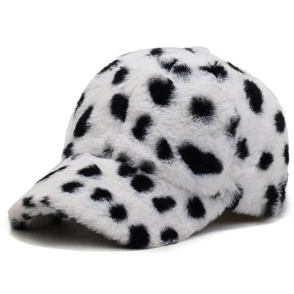 Leopard Print Fleece Baseball Cap - Winter Style - Dabfavshop