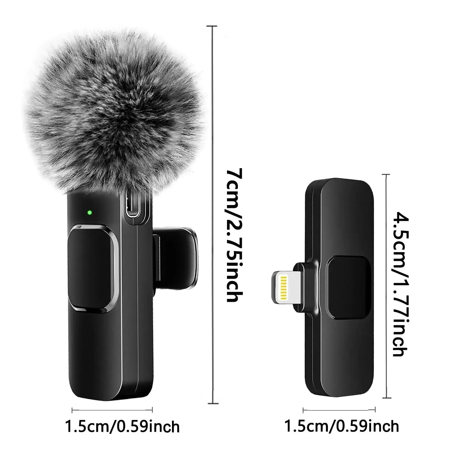 Compact mini mic for recording with furry windscreen and clip-on design for easy use