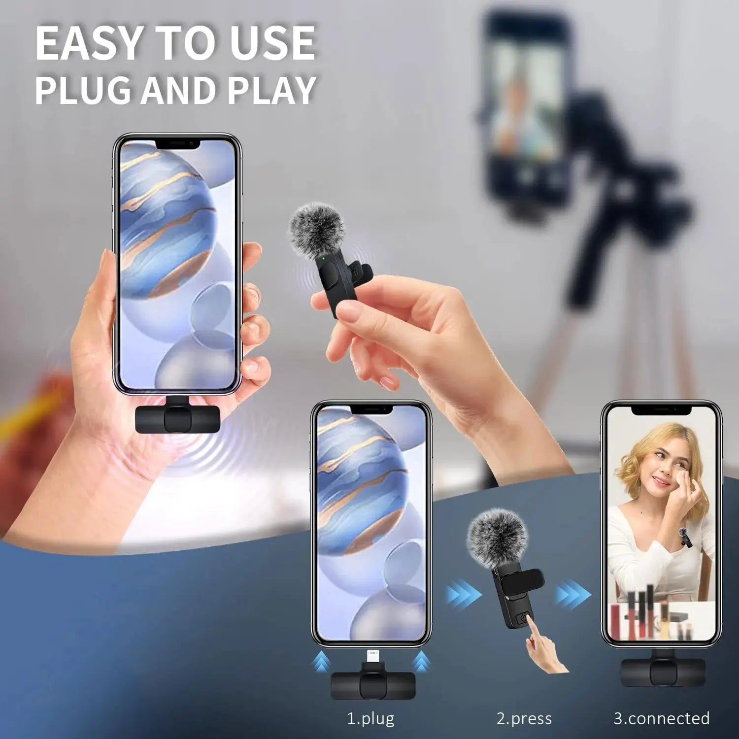 Dabfavshop mini mic for recording with easy plug and play setup for smartphones and video shooting