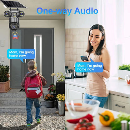 Dabfavshop 360 Degree Dome Camera with One-way Audio and Solar Panel for Enhanced Security