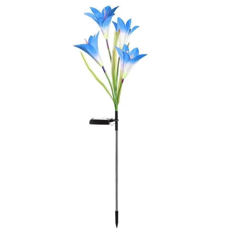 Dabsfavshop outdoor solar lily garden lights with vibrant blue flowers for enhanced landscape lighting