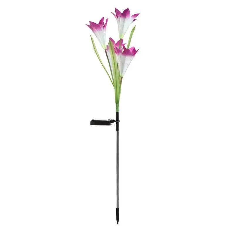 Outdoor solar lily garden lights with vibrant flowers for decorative night illumination