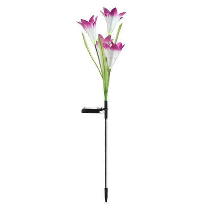 Outdoor solar lily garden lights with vibrant flowers for decorative night illumination