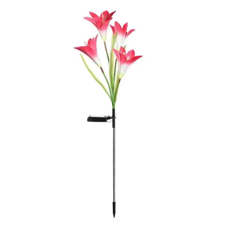 Dabsfavshop outdoor solar lily garden lights with vibrant pink flowers for illuminating pathways
