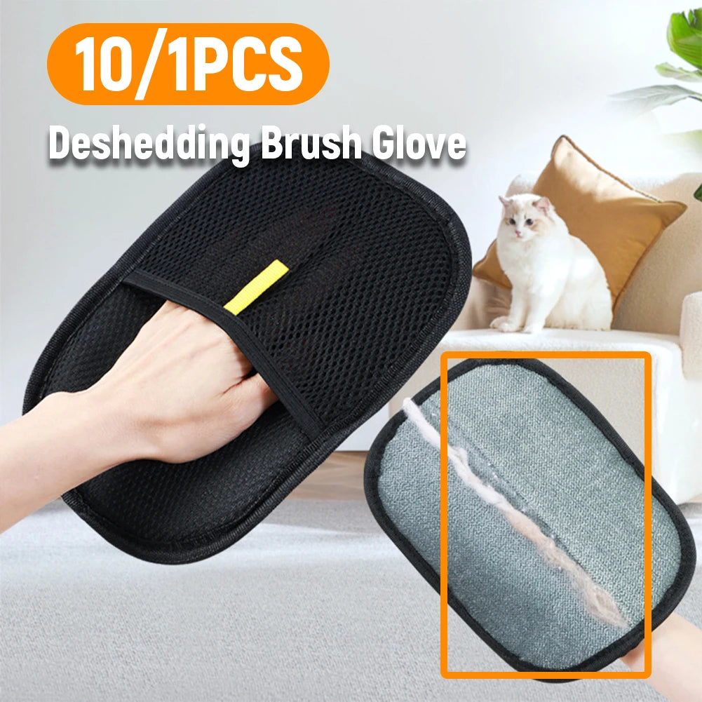 10 pack deshedding brush glove for pets, effective electrostatic pet hair remover tool