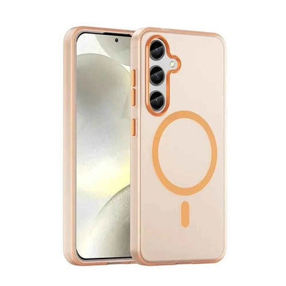 Dabsfavshop Samsung Galaxy shockproof case in soft peach design with MagSafe compatibility