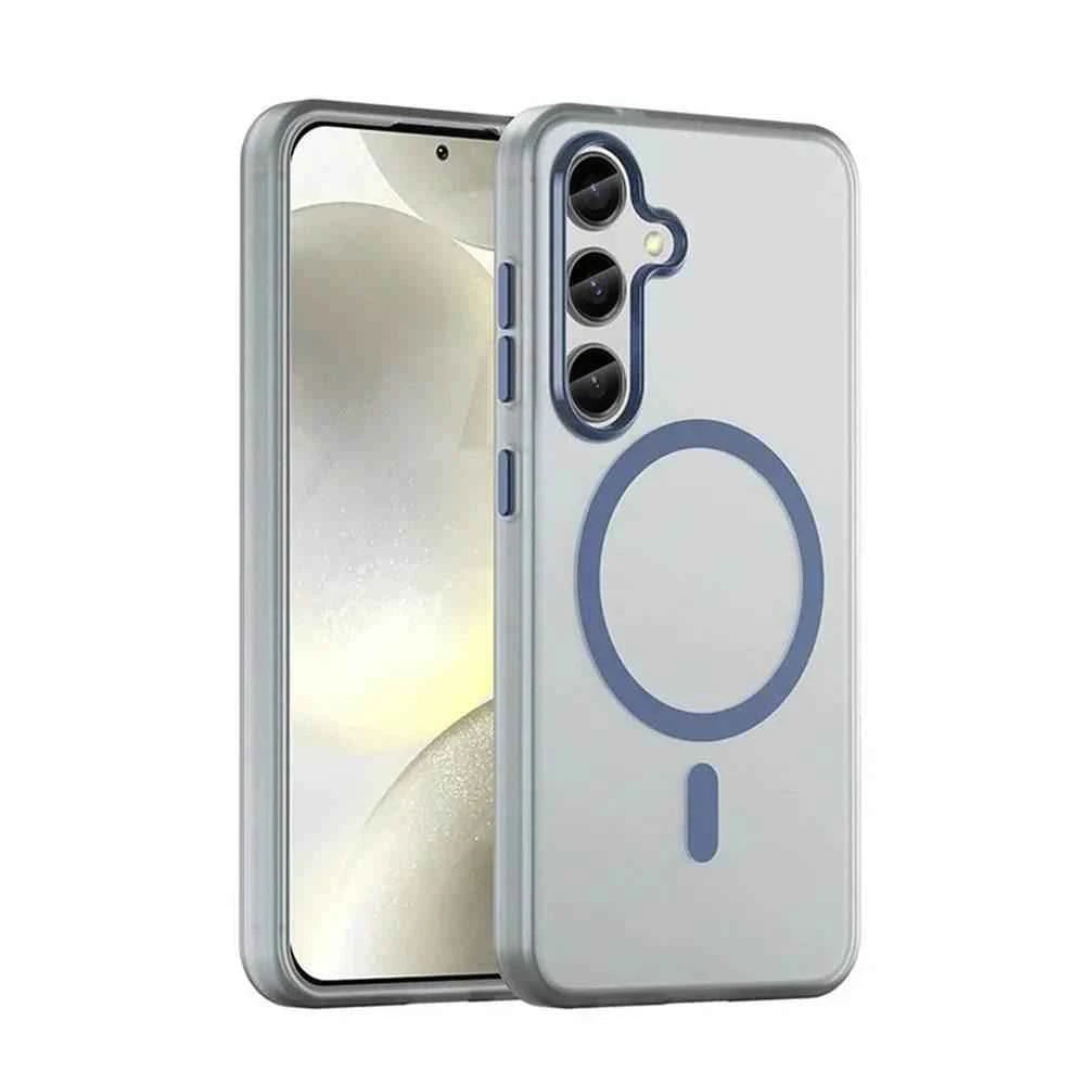 Transparent Samsung Galaxy shockproof case with MagSafe compatibility and precise cutouts