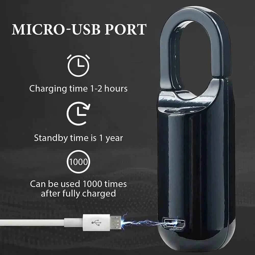 Fingerprint padlock for lockers with micro-USB port for easy charging and long standby time