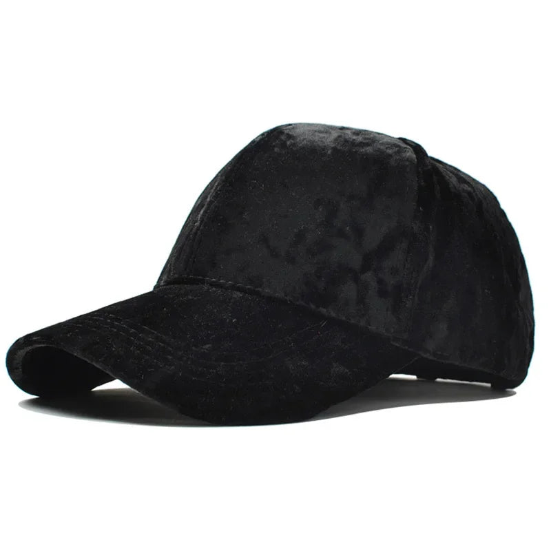 Black stylish velvet hat for casual wear with a soft texture and comfortable fit