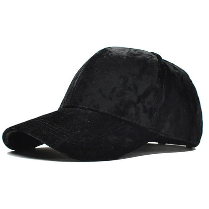 Black stylish velvet hat for casual wear with a soft texture and comfortable fit