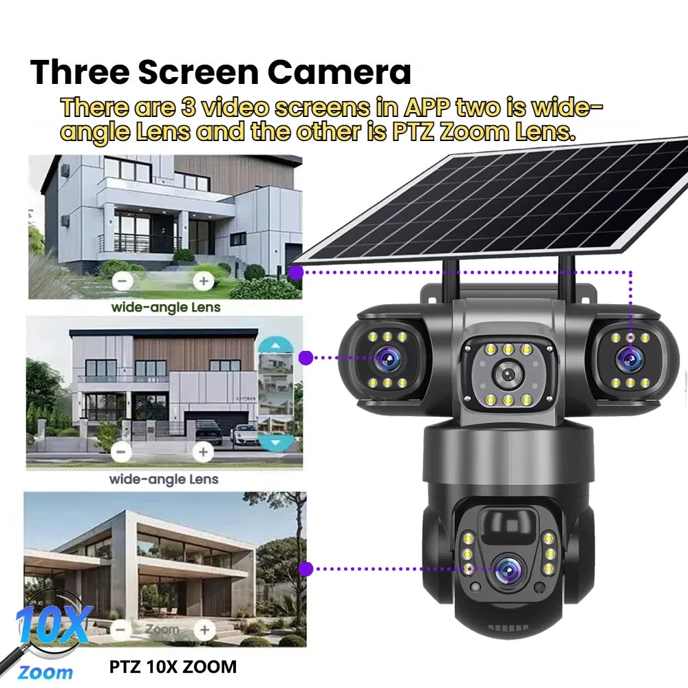 Dabfavshop 360 Degree Dome Camera with three video screens and PTZ 10X zoom feature