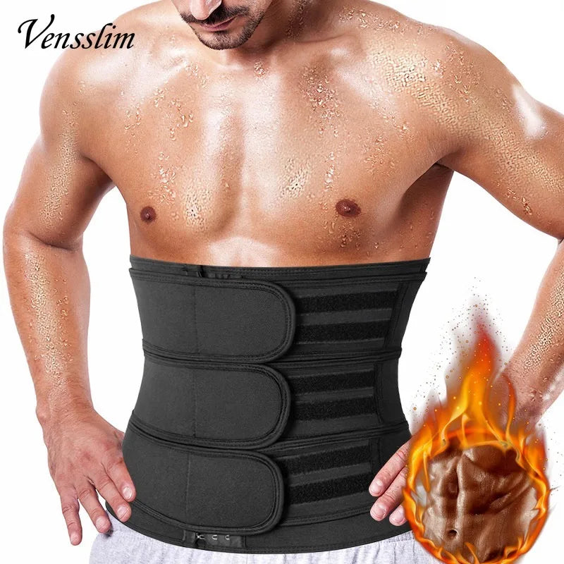 Black Vensslim waist trainer for men with adjustable straps for effective body shaping