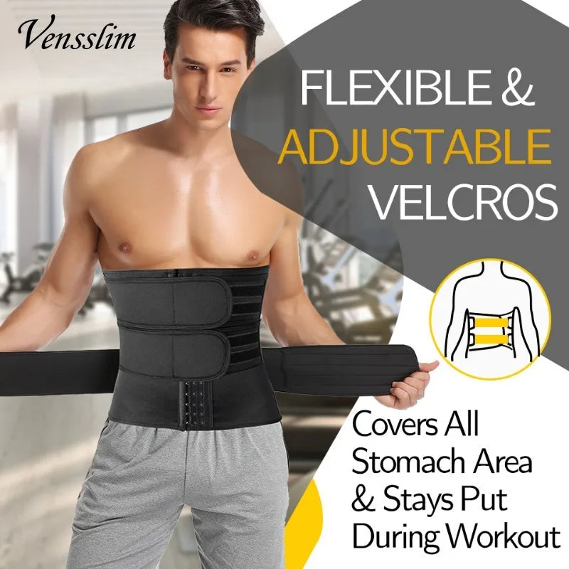 Dabfavshop Waist Trainer for Men in black with adjustable velcros for comfortable workouts