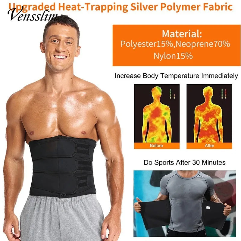 Dabfavshop waist trainer for men made of heat-trapping silver polymer fabric for enhanced workouts