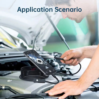 Dabfavshop waterproof endoscope camera used to inspect car engine with smartphone display