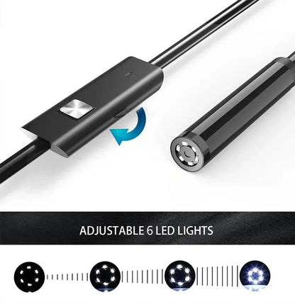 Waterproof endoscope camera with adjustable 6 LED lights for enhanced visibility in dark areas